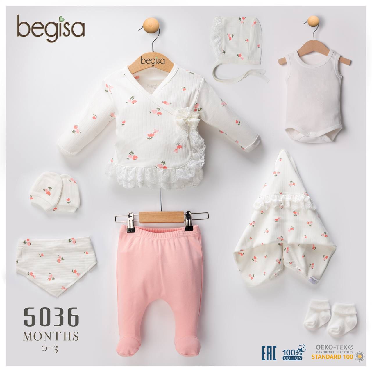 BEGİSA-5036 SET 8'Lİ RAPORLU ÇİÇEKLİ 2'Lİ