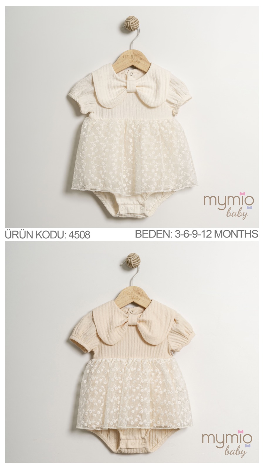 MYMİO-4508 PAPATYALI  ELBİSE SOMON 03/12 4 LÜ