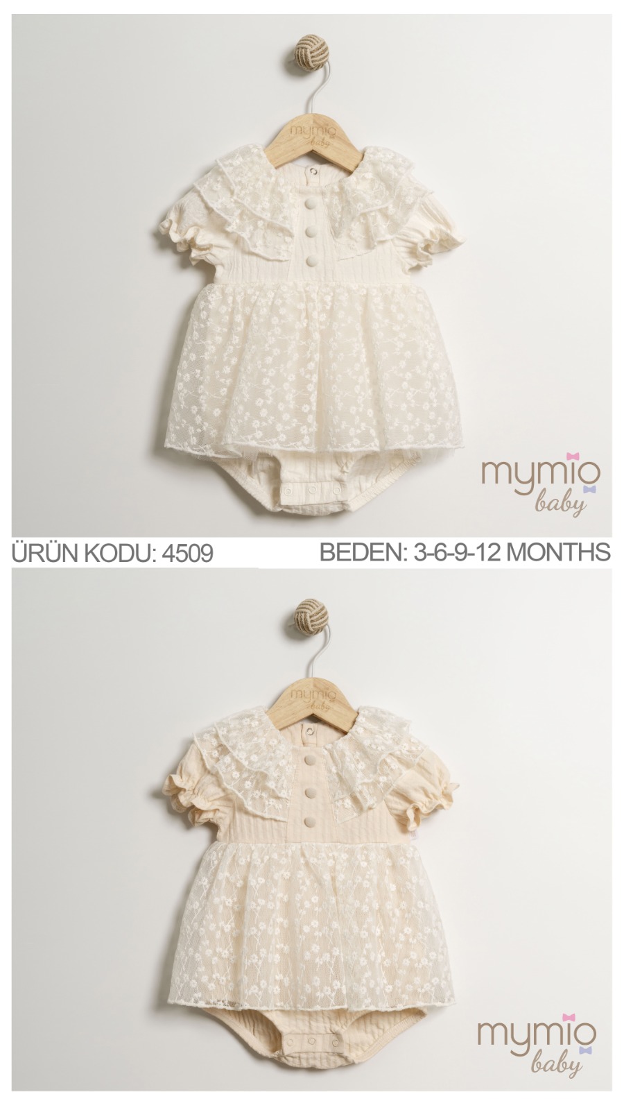 MYMİO-4509 PAPATYALI BRODE KIZ ELBİSE